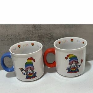 Set of 2 Love Gnomes Tea Coffee Cup Mug Rainbow Pride Flag Novogratz Home
